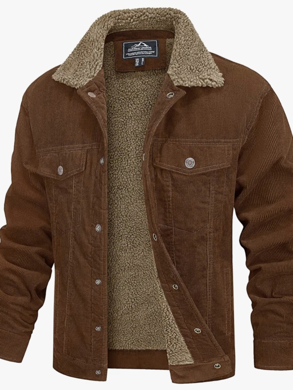 Men's Corduroy Jacket Winter Sherpa Lined Warm Thick Coat